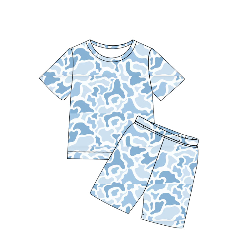Camo design top matching shorts kids summer wholesale factory outfit