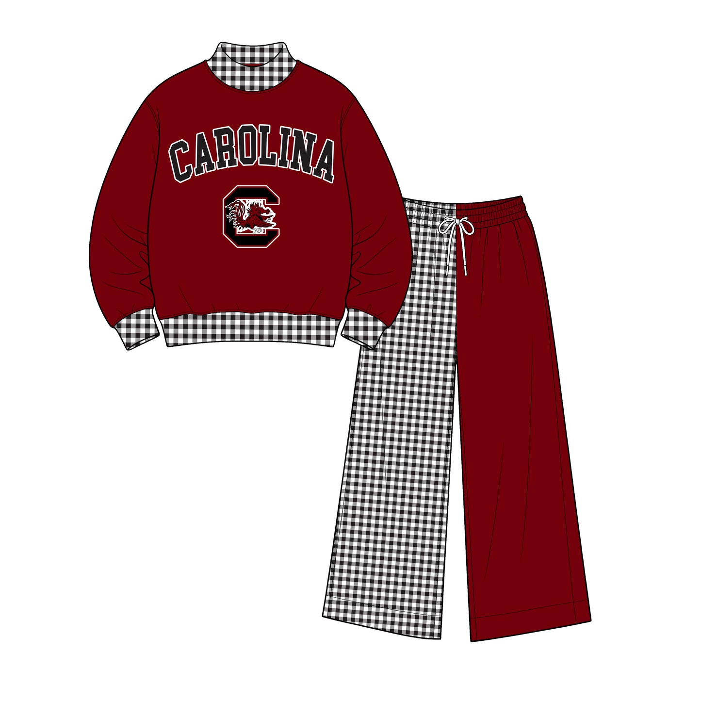 Toddle kids custom Carolina team design long sleeve outfit