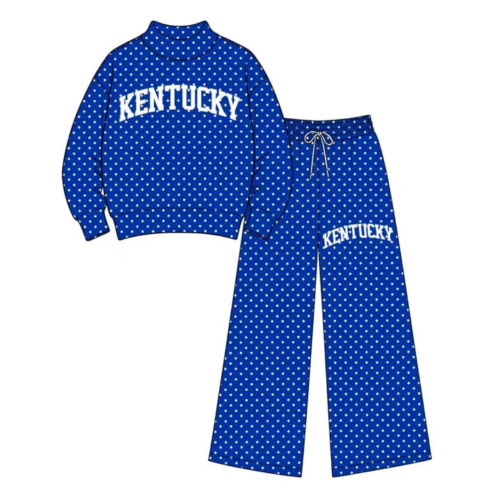 Baby girl custom team cheer design long sleeve mock neck top pants set