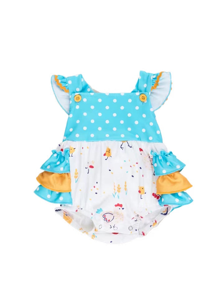 farm chicken bubble romper