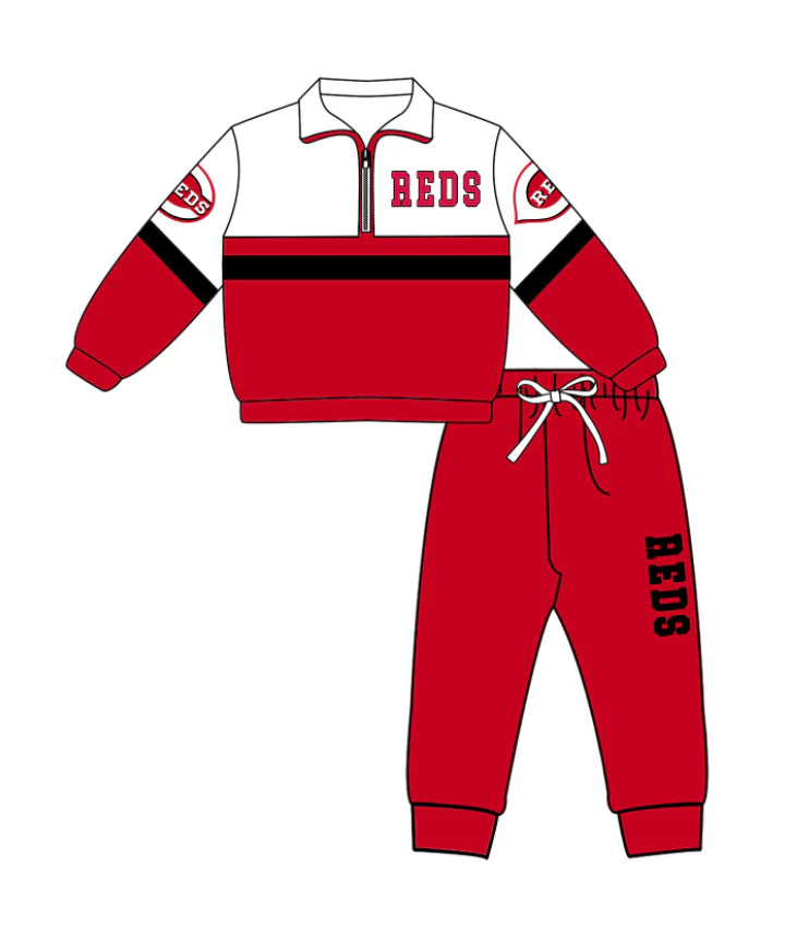 Kids long sleeve team pullover top matching pants outfit wholesal factory price