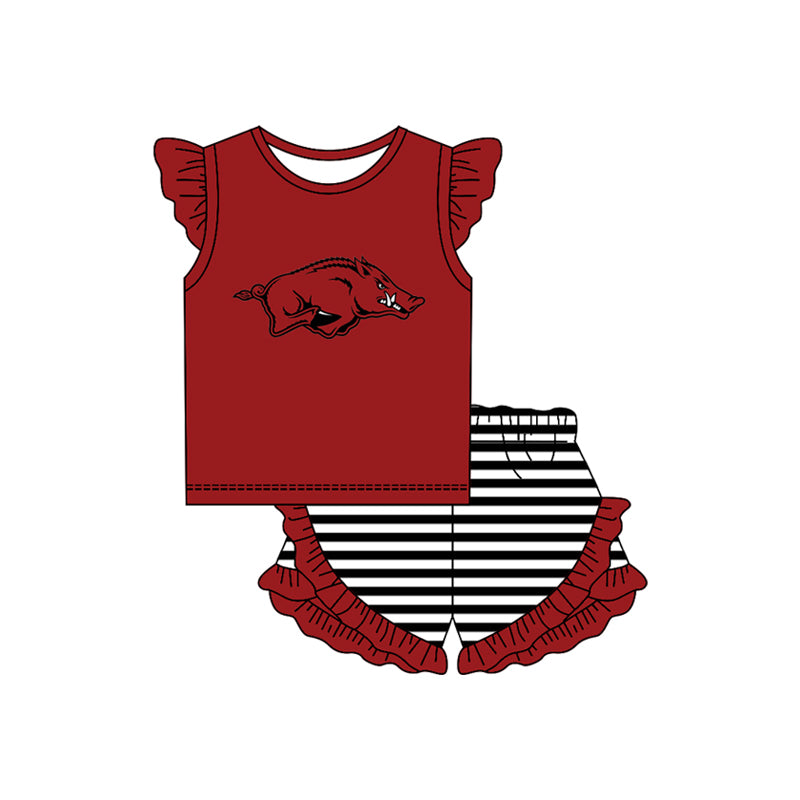 Custom uk team top matching shorts girl summer outfit