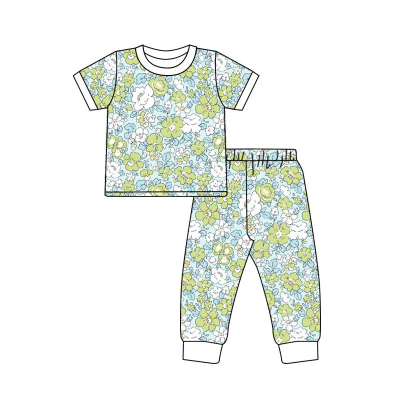 Floral design kids pajama set wholesal factory price