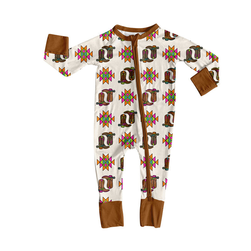 toddle baby Western boots long sleeve zip romper wholesale factory price