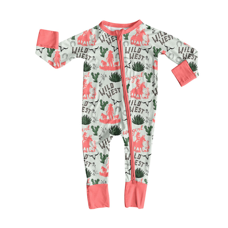 toddle baby Christmas wild west long sleeve zip romper