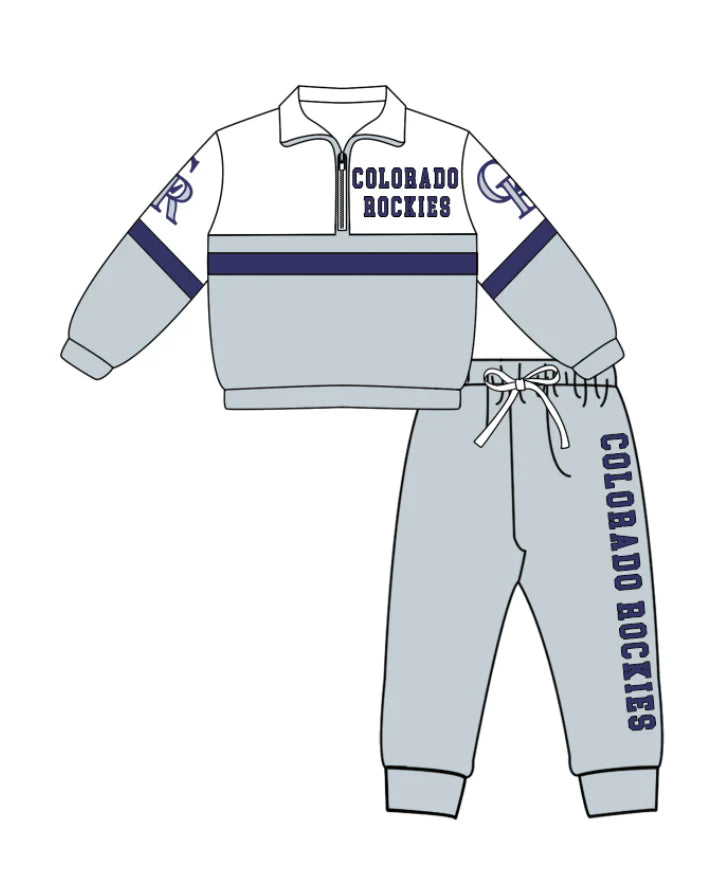 Kids long sleeve team pullover top matching pants outfit wholesal factory price