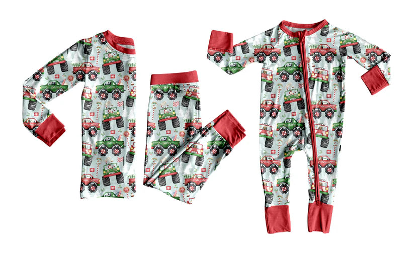 Christmas trucks baby long sleeve matching clothes whoesale price