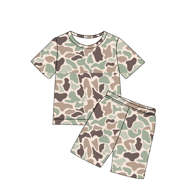 Camo design top matching shorts kids summer wholesale factory outfit