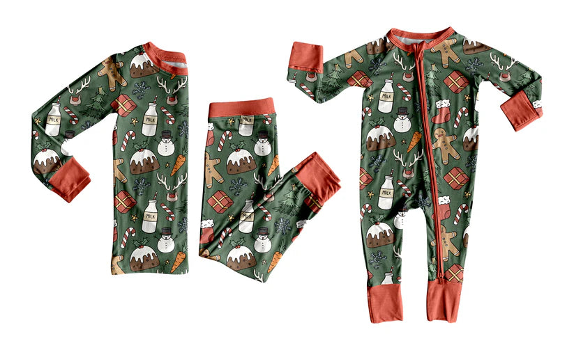 Christmas print baby long sleeve matching clothes whoesale price