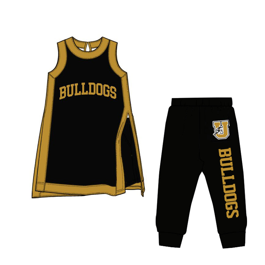 baby girls sleeveless bulldog team dress matching pants clothing set