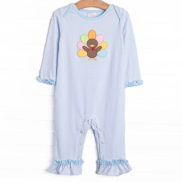 toddle baby girl Thanksgiving turkey long sleeve romper