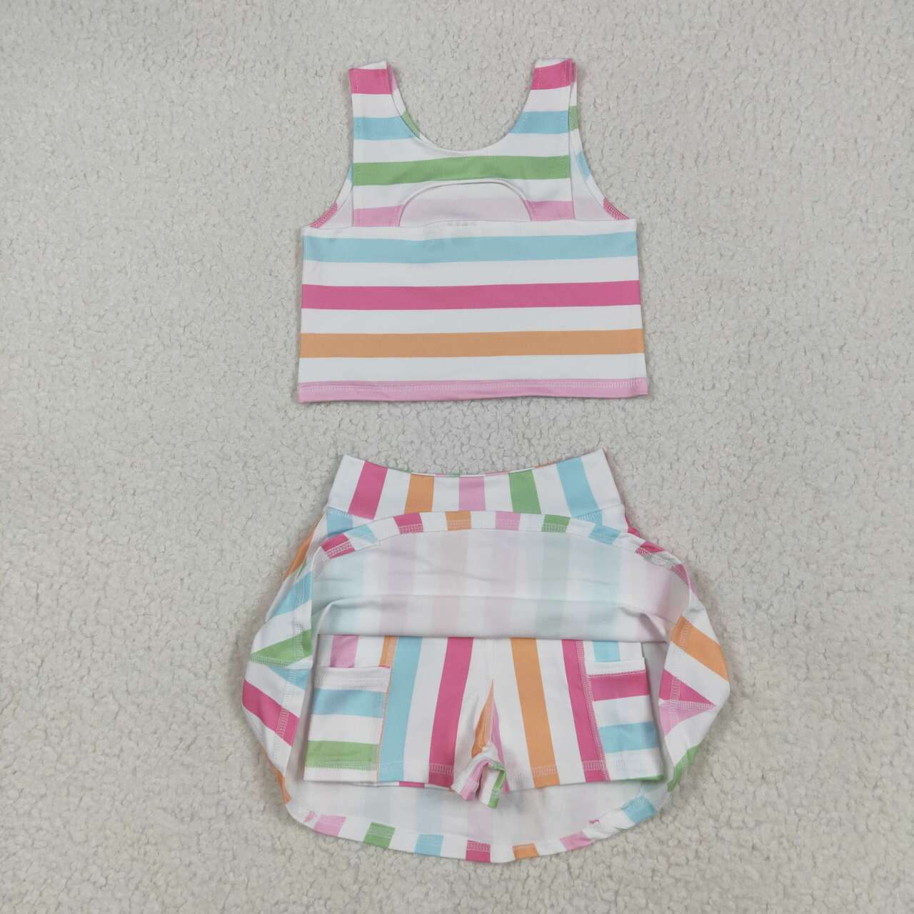 Baby girls colorful stripes floral yoga active wear two pieces outfit