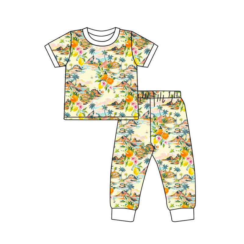 Floral design kids pajama set wholesal factory price