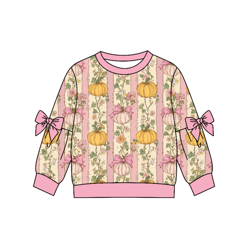 Kids fall pumpkin long sleeve top factory wholesale price