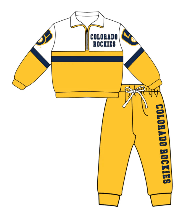 Kids long sleeve team pullover top matching pants outfit wholesal factory price