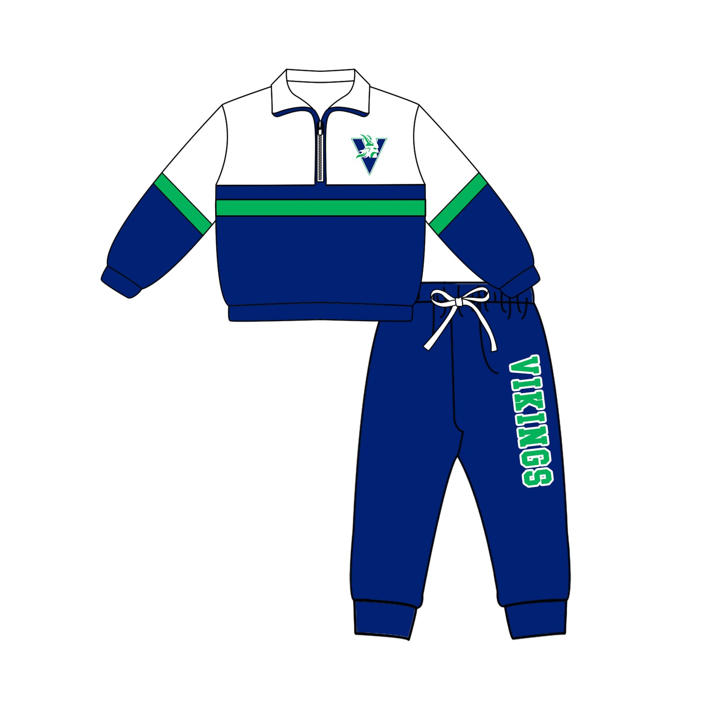 Kids long sleeve team pullover top matching pants outfit wholesal factory price