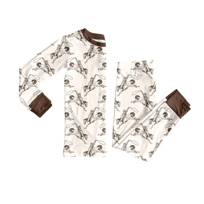 western howdy design kids long sleeve pajama set wholesal factory price