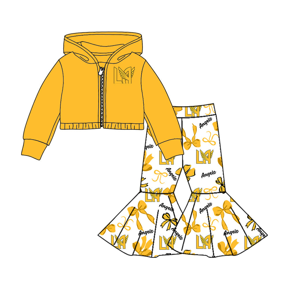 Girls long sleeve zip top matching pants custom team outfit