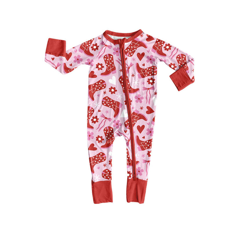 toddle baby Western boots long sleeve zip romper