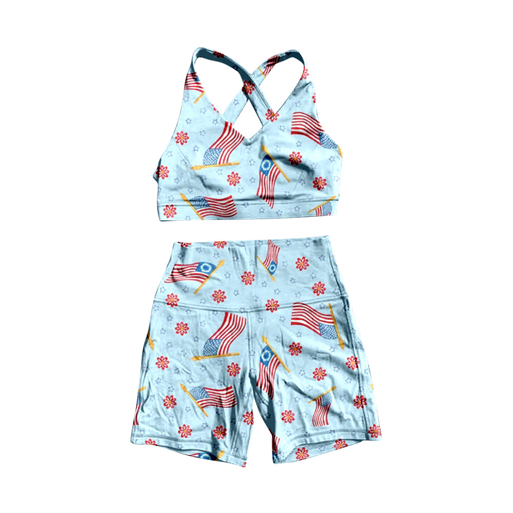 July 4th design baby girls wholesale summer swimwear