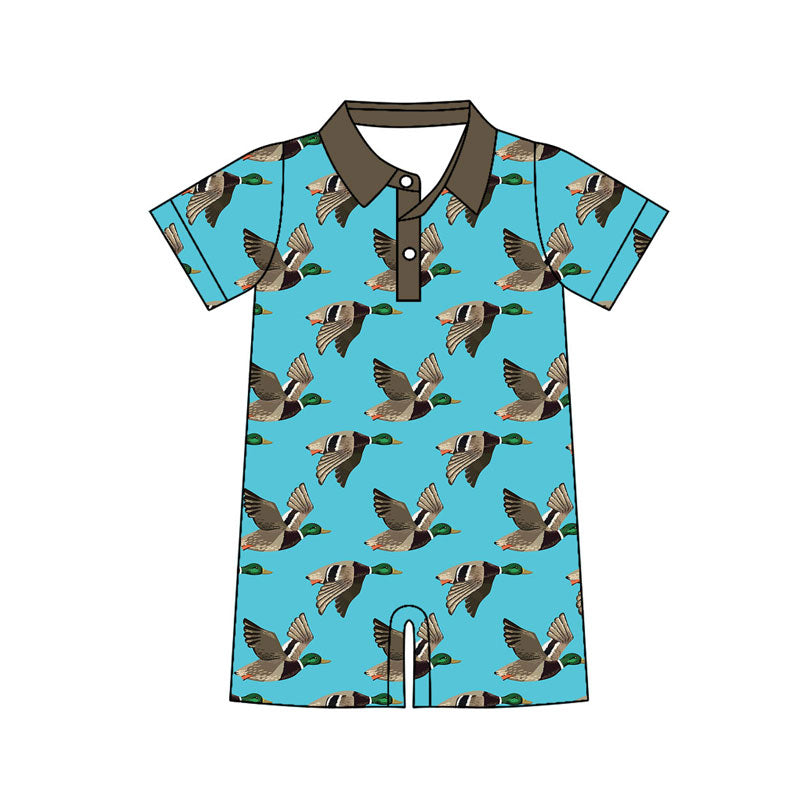 Mallard duck design baby boy summer romper