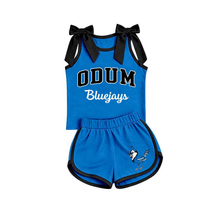 Custom team bow top matching shorts girls summer outfit