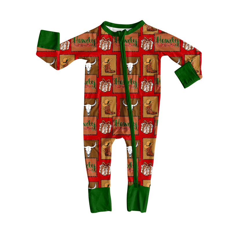 toddle baby howdy wild west long sleeve zip romper