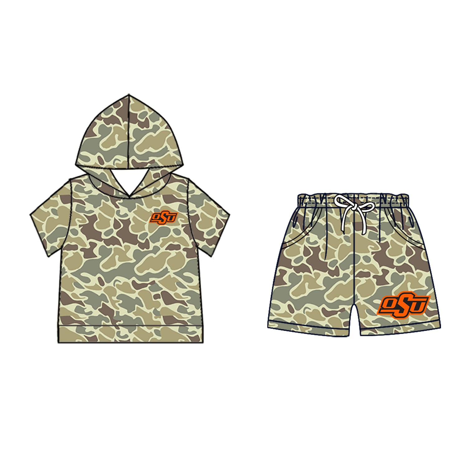 Kids short sleeve hoodie set wholesal factory price