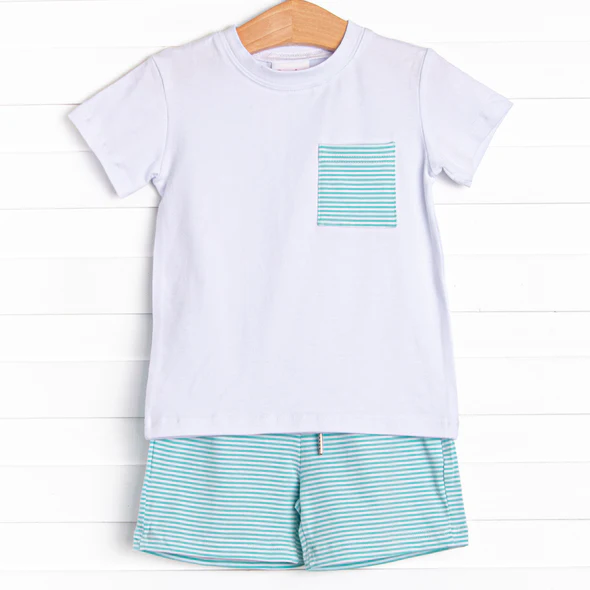 baby boy blue stripes pocket clothing set