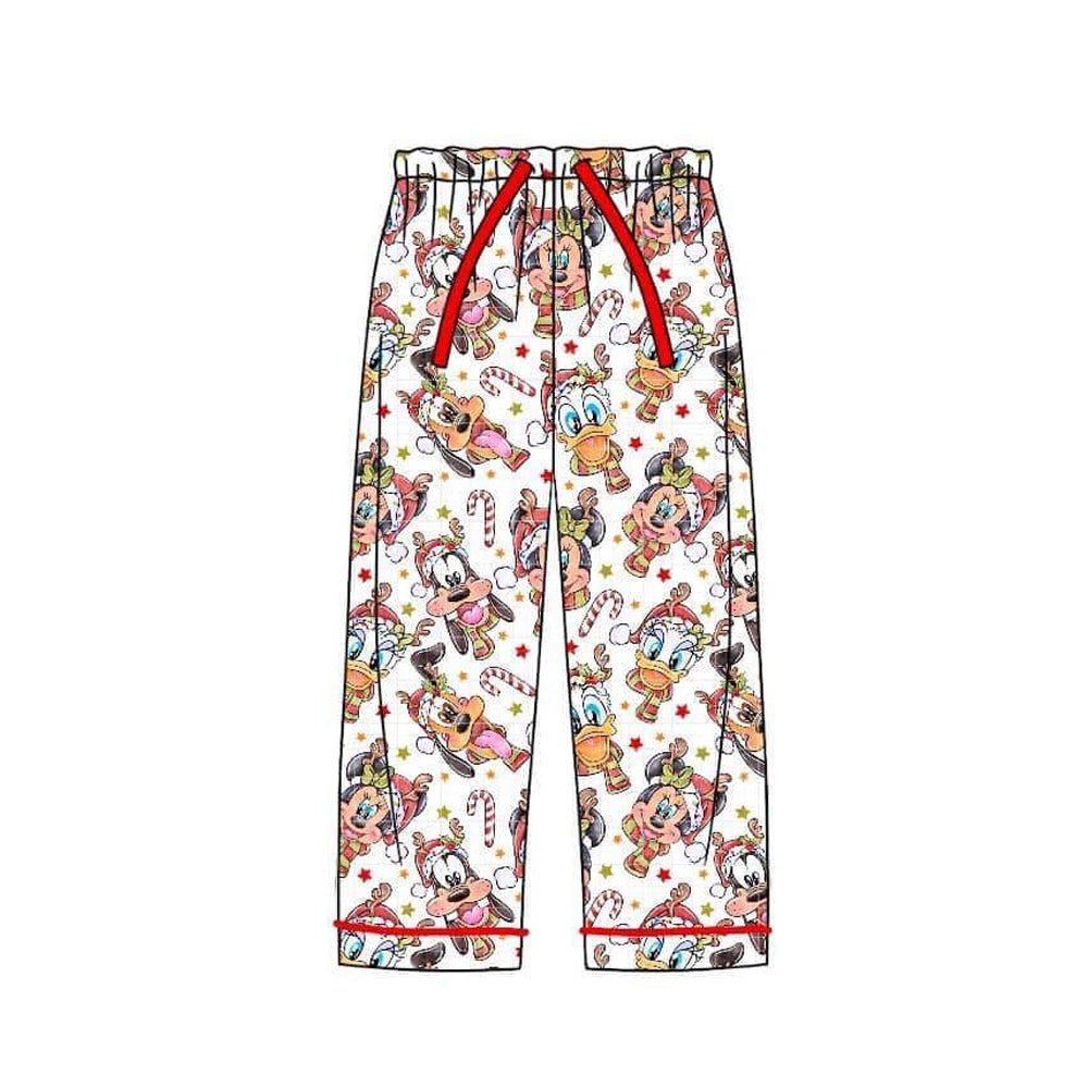 adult design Christmas candy cane cartoon milk silk pants