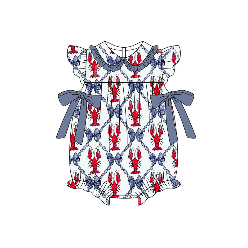 Crawfish design kids short sleeve romper