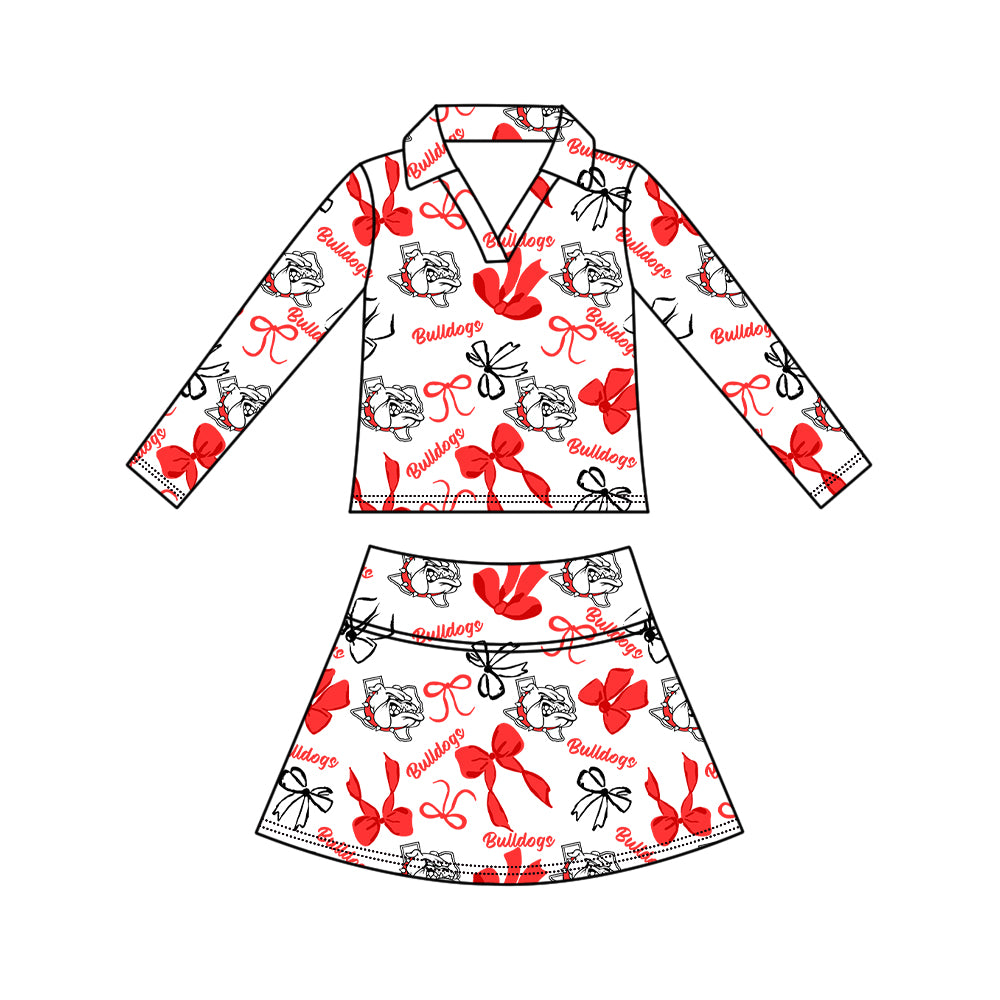 Kids long sleeve team pullover top matching skorts outfit wholesal factory price