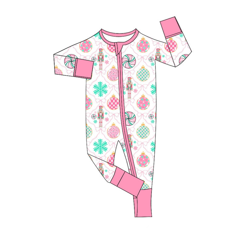 toddle baby Christmas design long sleeve zip romper wholesale factory price