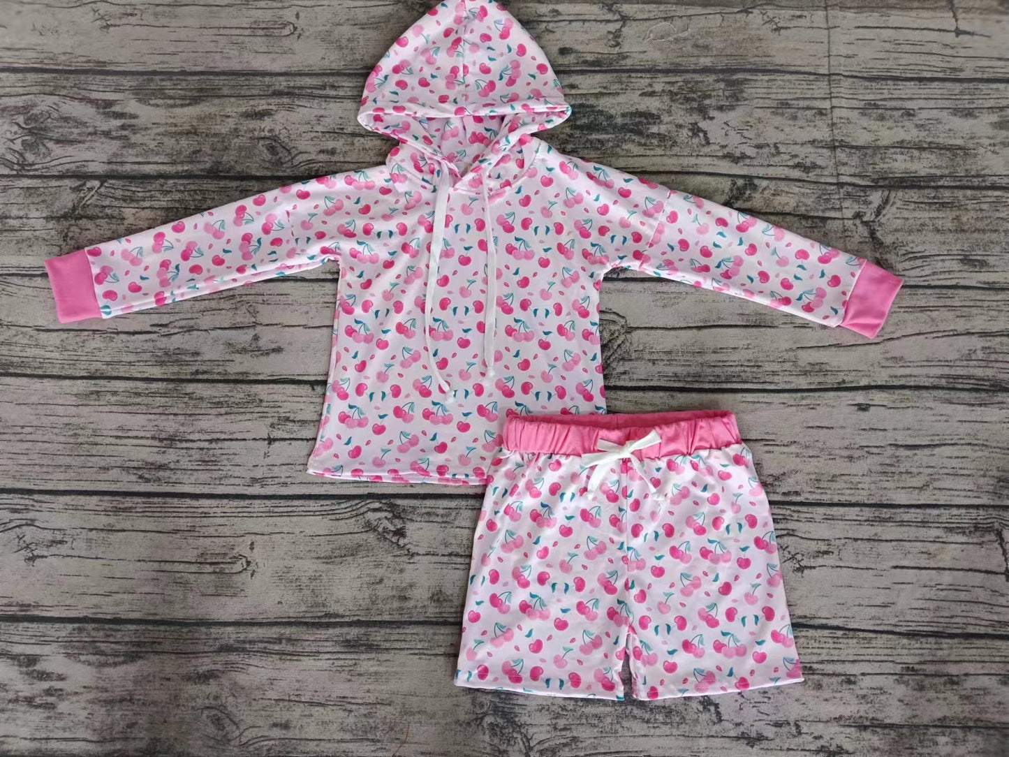 baby girls pink cherry long sleeve outfit