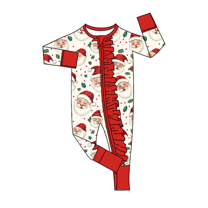 toddle baby Christmas santa long sleeve zip romper