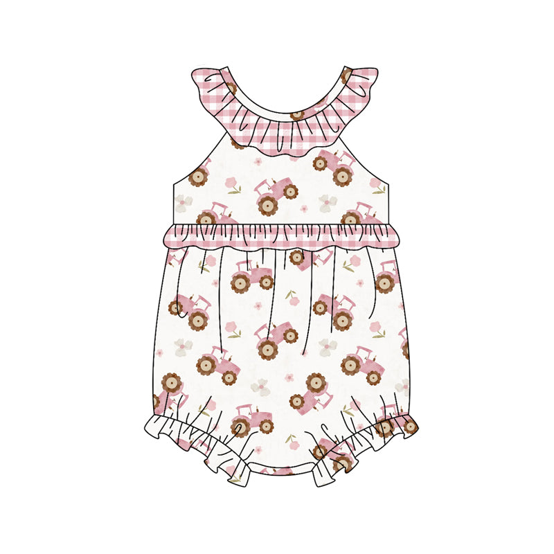 Farm tractor design kids baby holiday romper