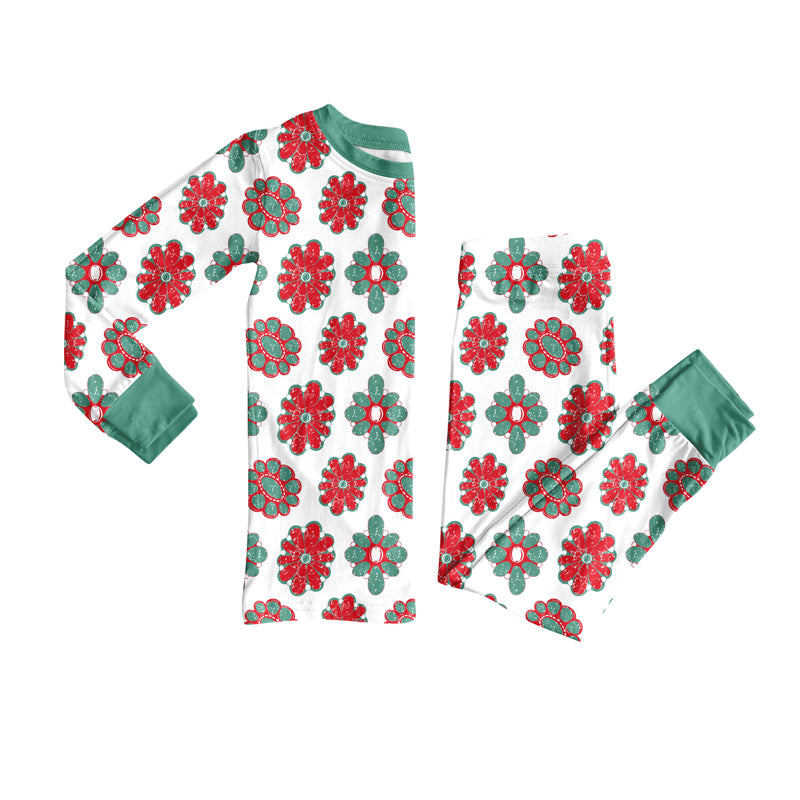 Kids girls Christmas turquoise long sleeve outfit