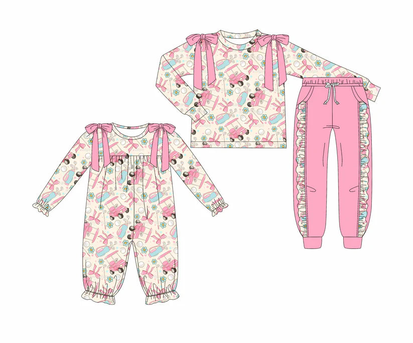 Golf design baby long sleeve matching clothes whoesale price