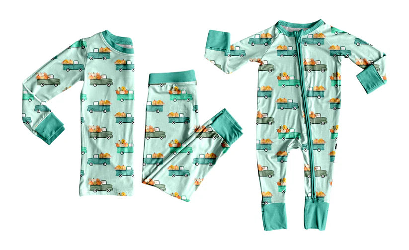 Farm pumpkin tractor design baby long sleeve matching clothes whoesale price