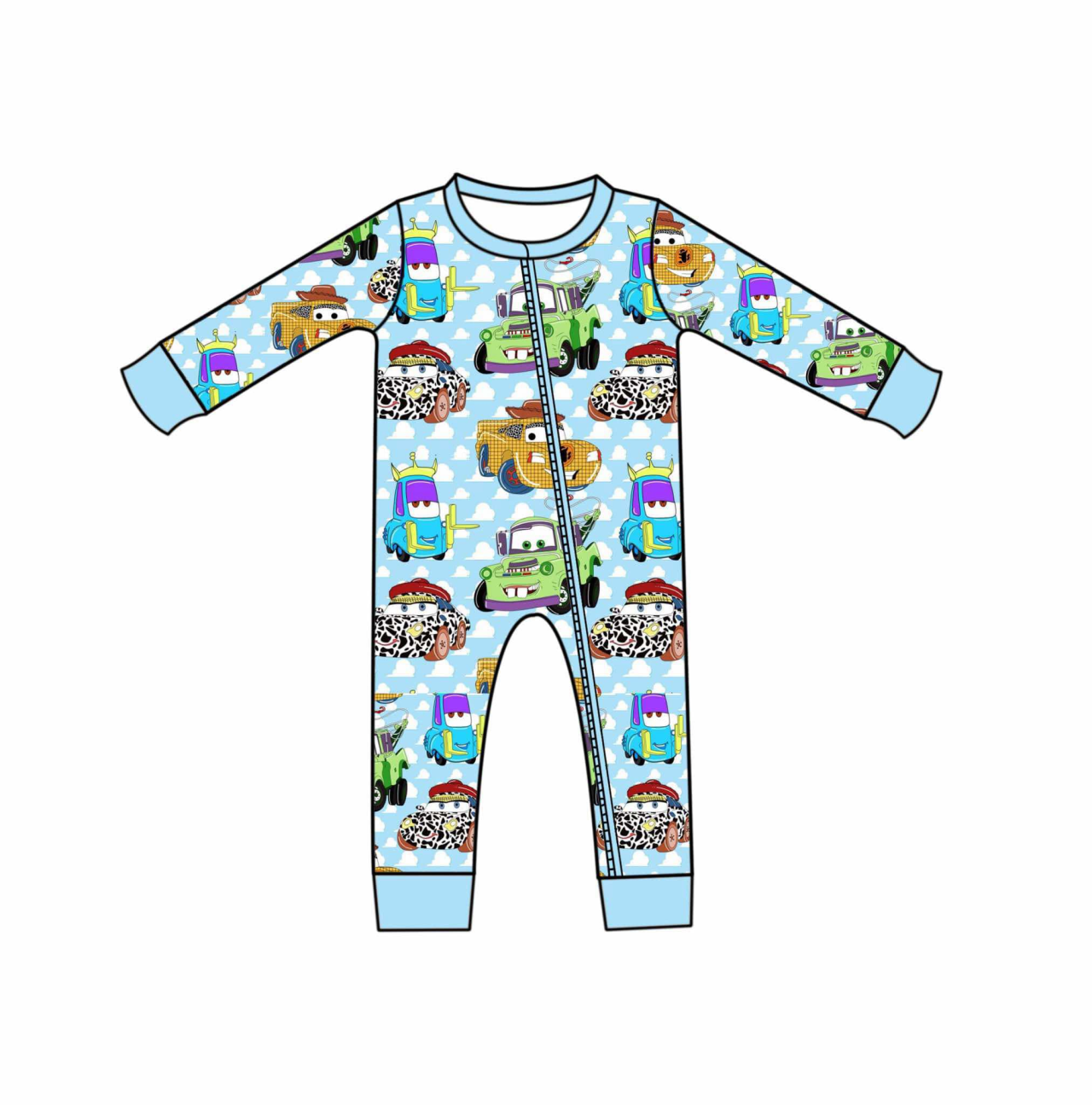 Toddle baby boy long sleeve cartoon car romper