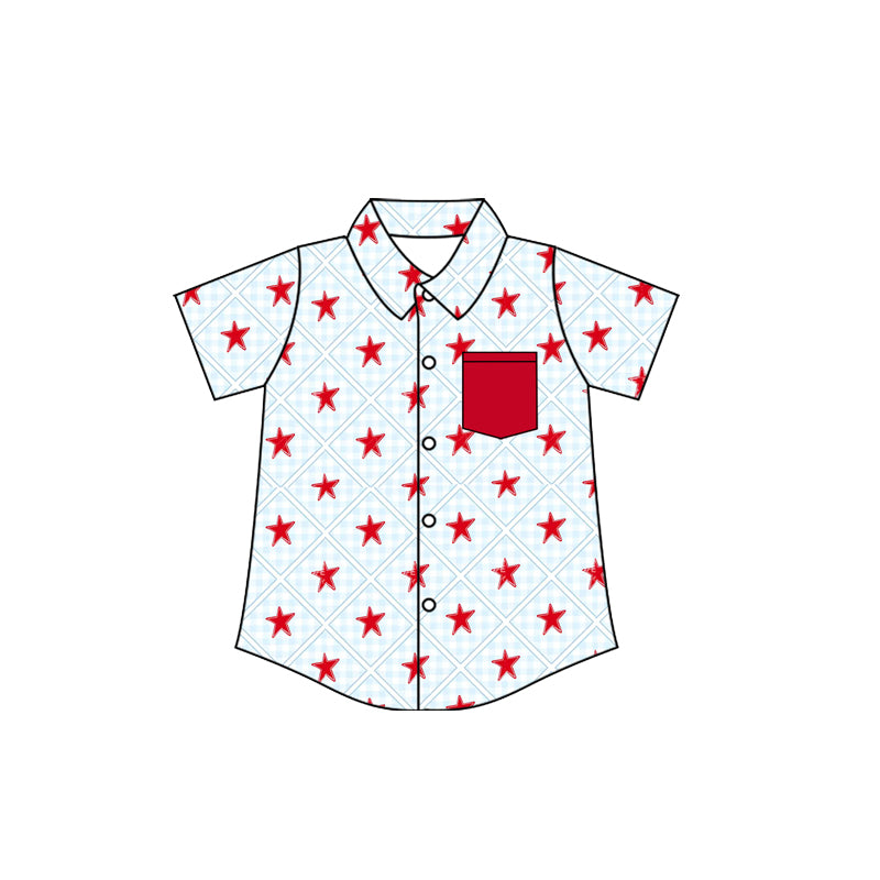 Kids baby short sleeve star button down top