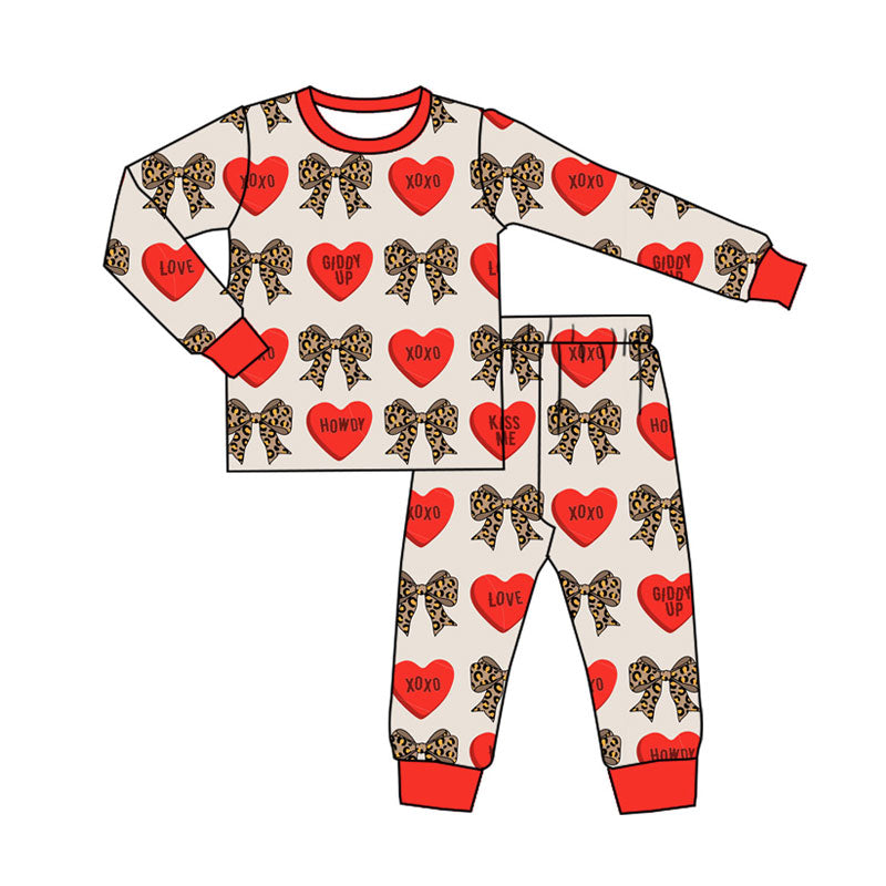 Valentines xoxo kids long sleeve pajama set wholesal factory price