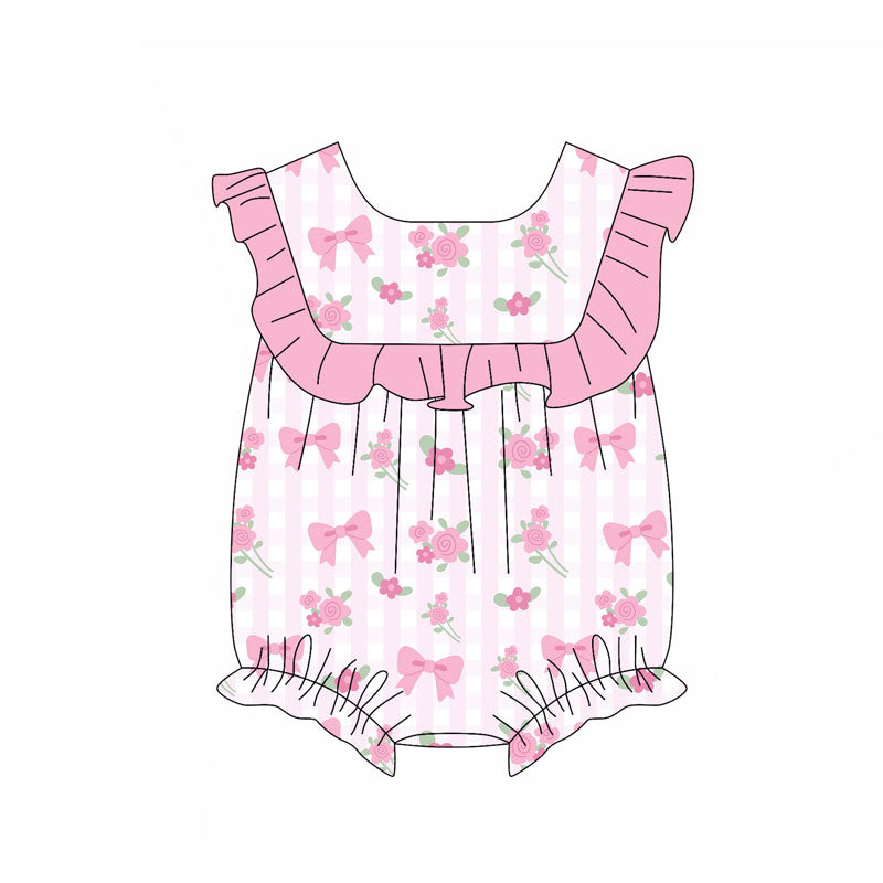 Toddle baby girls pink bow romper wholesale factory price