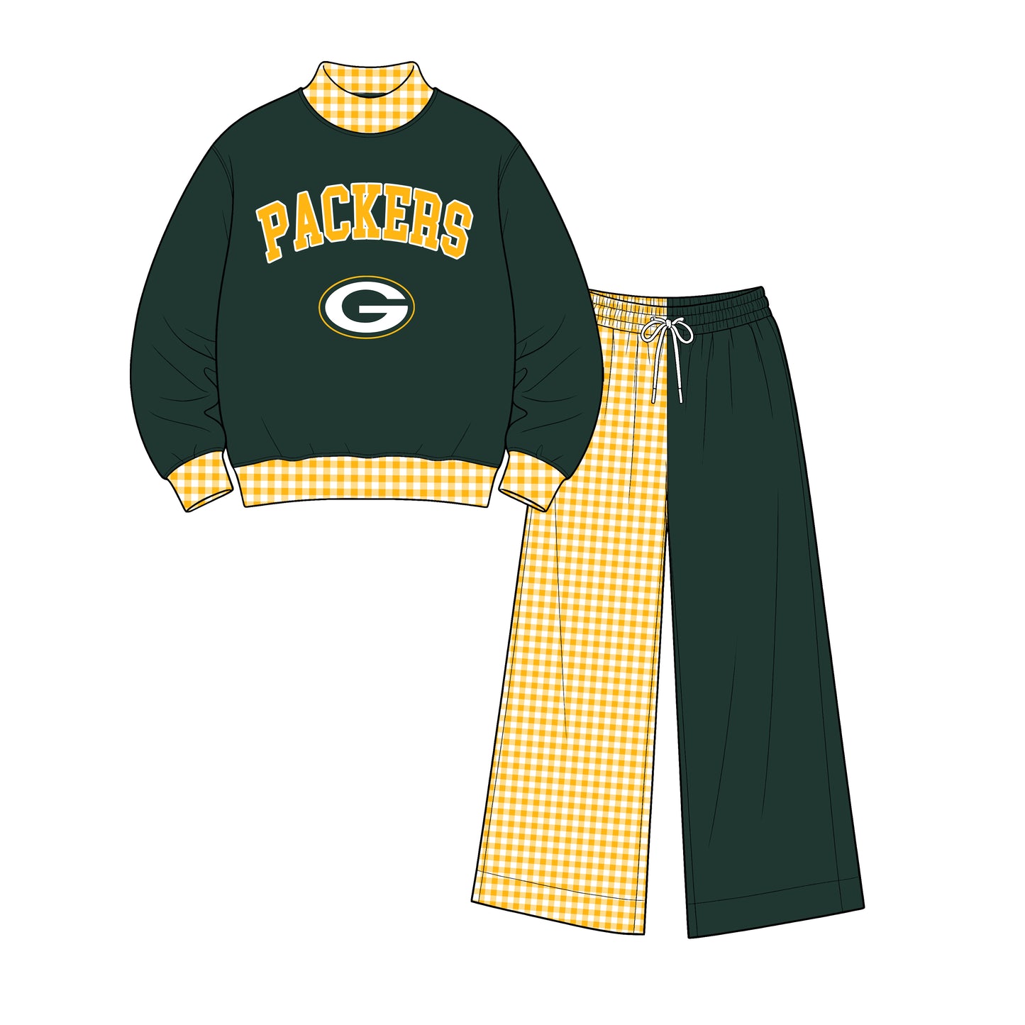 Toddle kids custom Packers team design long sleeve outfit