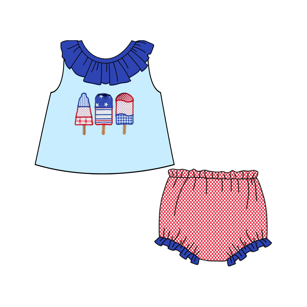 Toddle girls July 4th bummies set