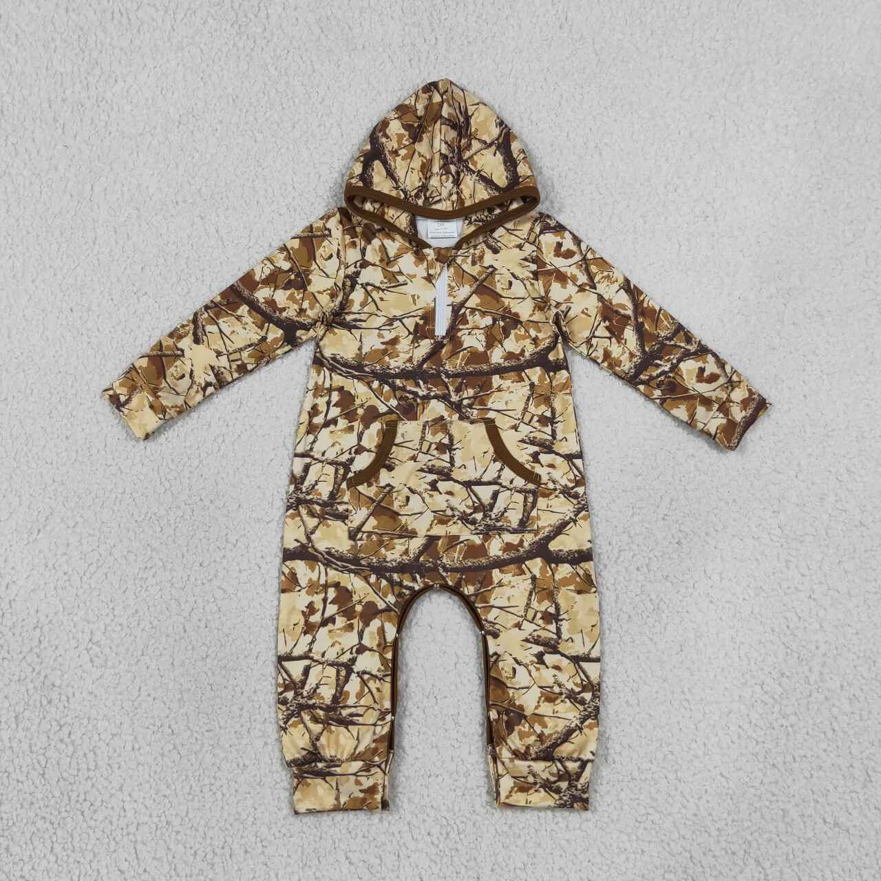 Toddle baby hunting season camo long sleeve hoodie romper