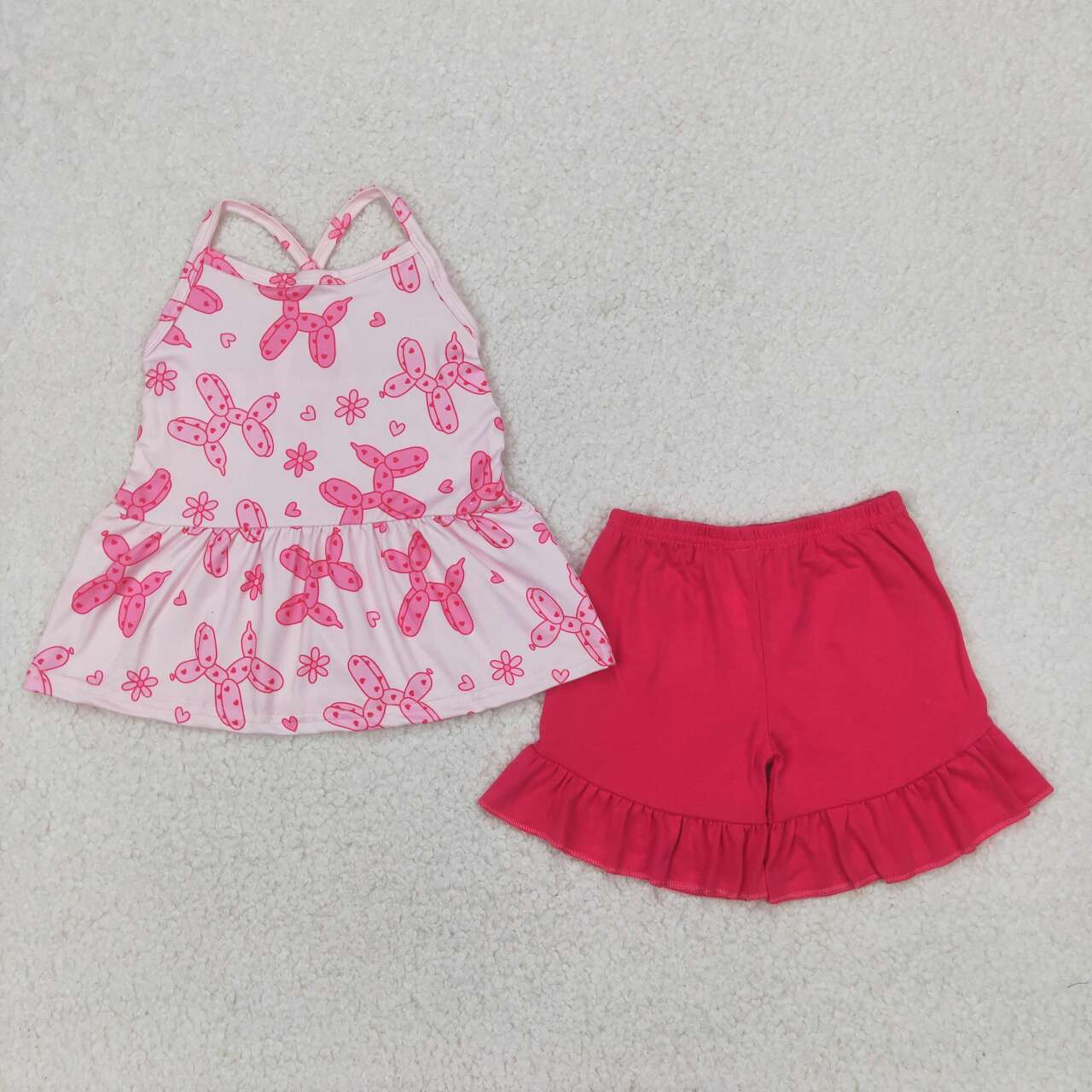 Baby girls pink dog top matching shorts summer outfit
