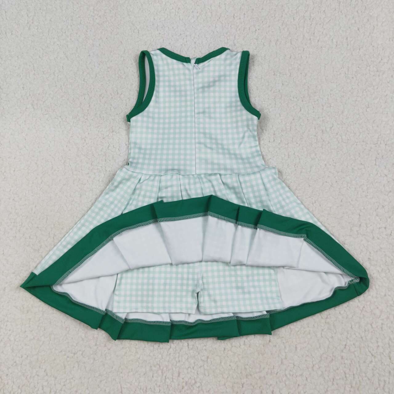 Baby girls green plaid active wear athletic summer yoga dress