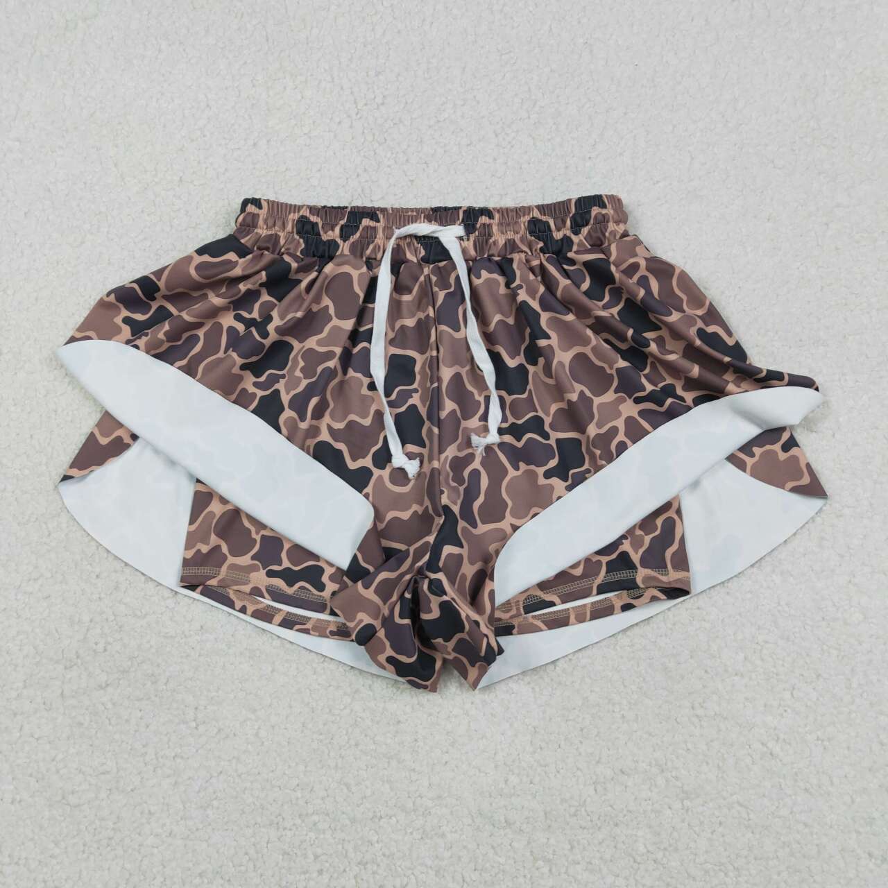 Adult women black brown camo summer yoga shorts