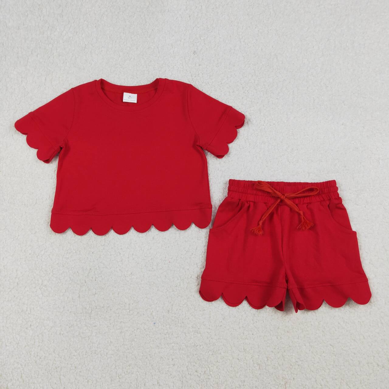 Red color toddle baby girls summer outfit